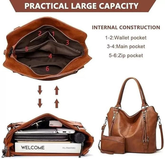 Women’s Tote Handbag Set – Stylish PU Leather Hobo Bag with Shoulder Strap | Elegant Office & Work Purse Sahil Shop