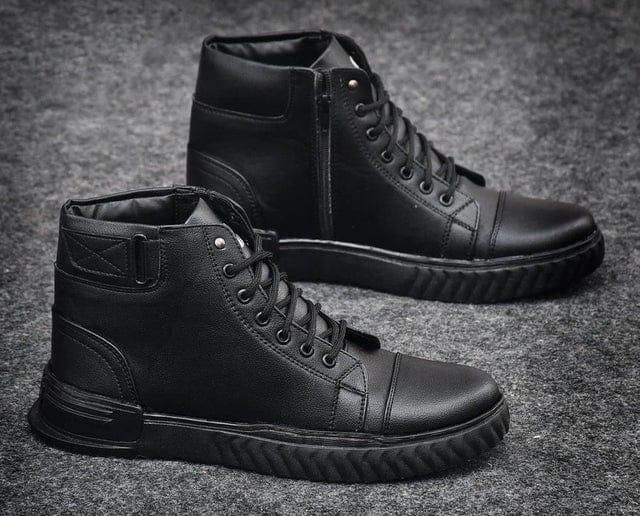 Men's Korean Style High Top Casual Shoes For Men (Black) Sahil Shop