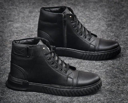 Men's Korean Style High Top Casual Shoes For Men (Black) Sahil Shop