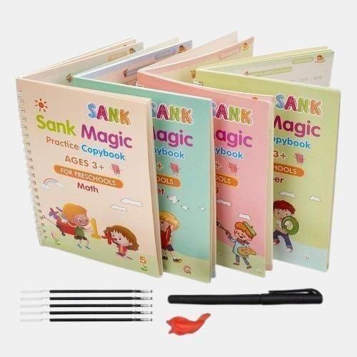 Sank Magic Practice Copybook (4 BOOKS,1 PEN,1 GRIP,10 REFILL) Pack of 1 jb0uwu-jb