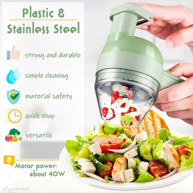 4-in-1 Portable Electric Vegetable Cutter Set – Chopper, Slicer, Grinder & Peeler jb0uwu-jb