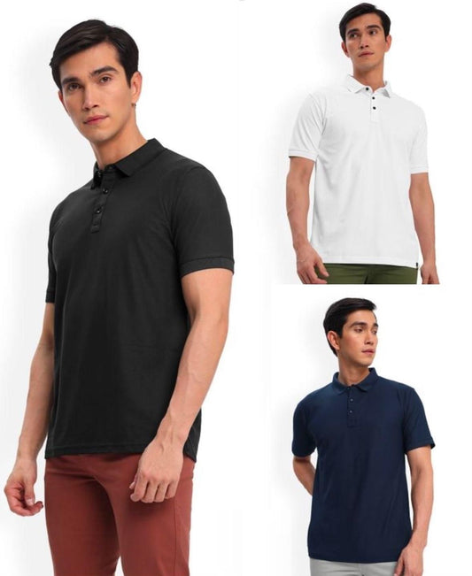 Poly Cotton Solid Half Sleeves Mens Polo T-shirt (Pack of 3) jb0uwu-jb
