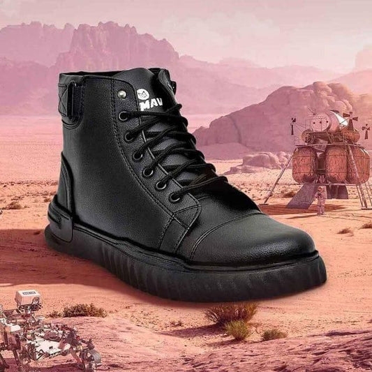 Men's Korean Style High Top Casual Shoes For Men (Black) Sahil Shop