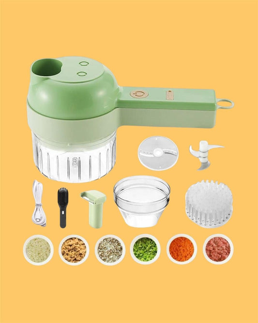 4-in-1 Portable Electric Vegetable Cutter Set – Chopper, Slicer, Grinder & Peeler jb0uwu-jb