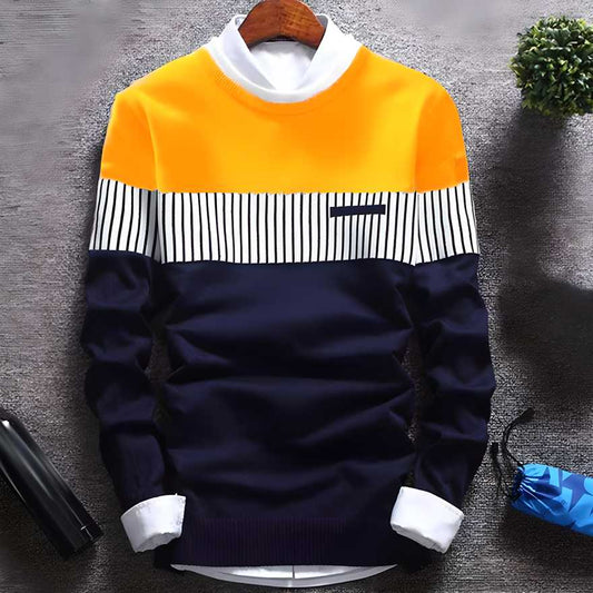 TRYTHIS Cotton Stripes Full Sleeves Round Neck Mens T-Shirt Sahil Shop