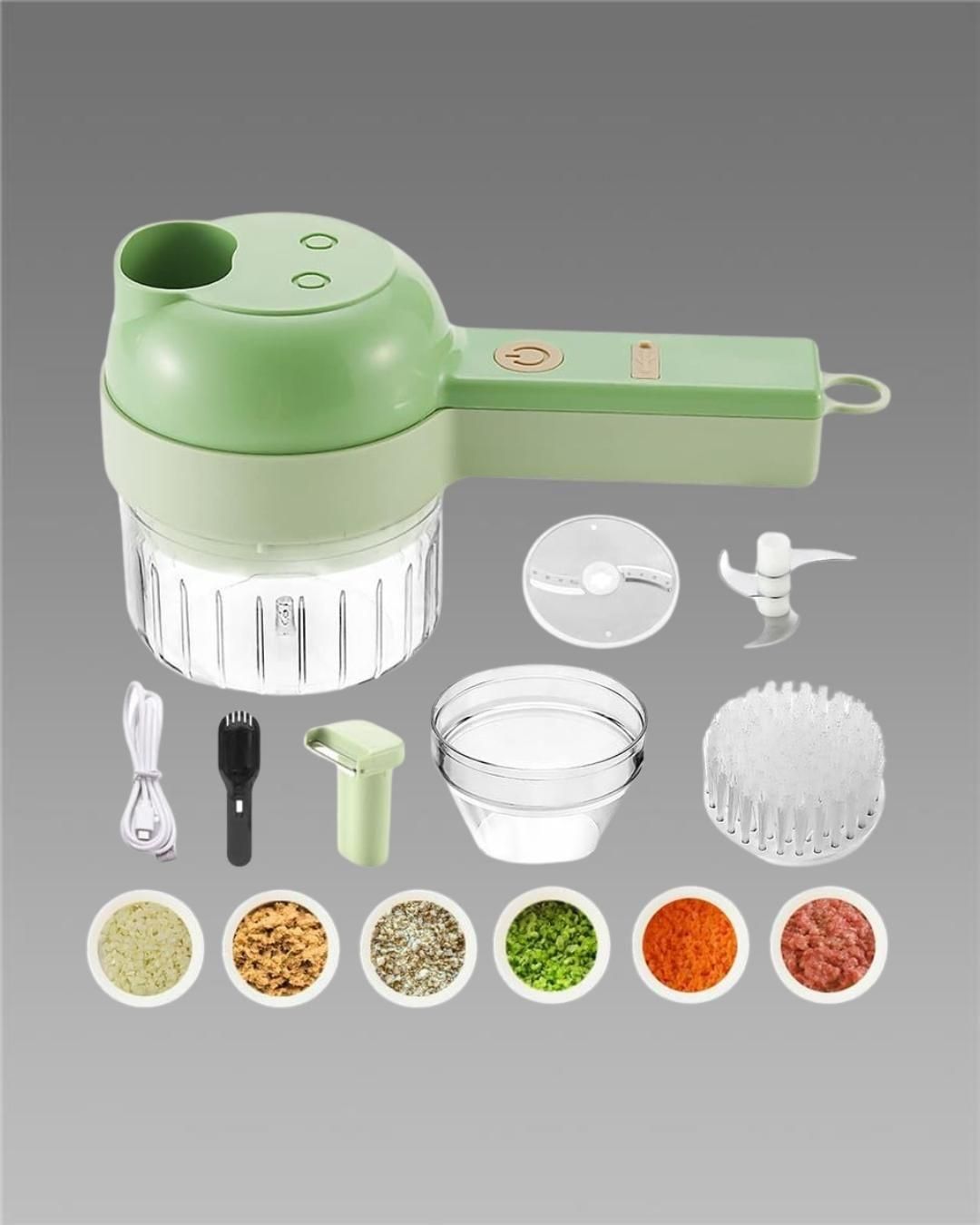 4-in-1 Portable Electric Vegetable Cutter Set – Chopper, Slicer, Grinder & Peeler jb0uwu-jb