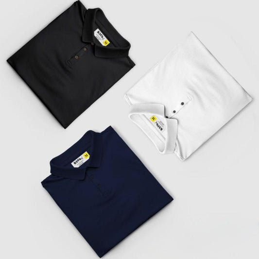 Poly Cotton Solid Half Sleeves Mens Polo T-shirt (Pack of 3) jb0uwu-jb